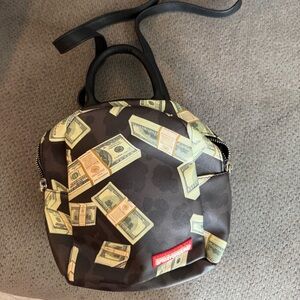 Sprayground Brown and Green Money Print Backpack